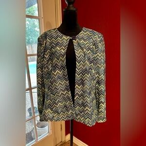 Joni B. Women’s Chevron Blazer Jacket Size L Open Front Long Sleeve Lined